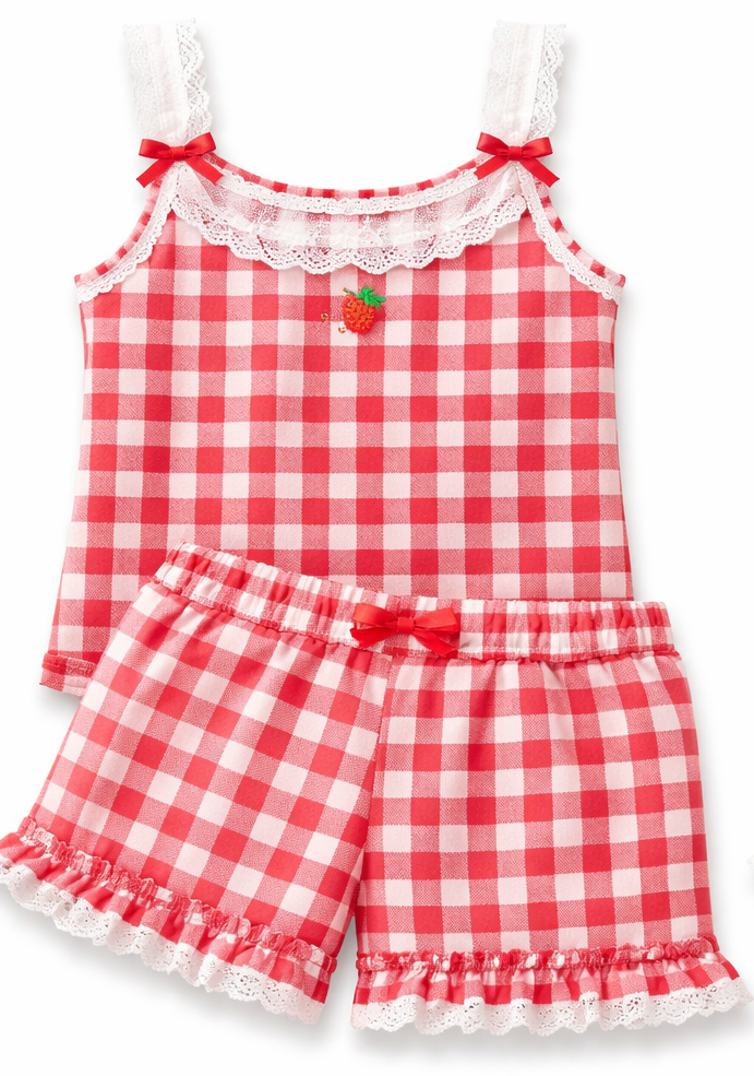 "Little Berry" Gingham Ruffle Set